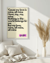 lyrical canvas My Love by Mitski - wall art
