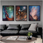 Bundle set of 3 illusion Abstract Artwork - wall art