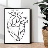 crystal heart line art - wall art