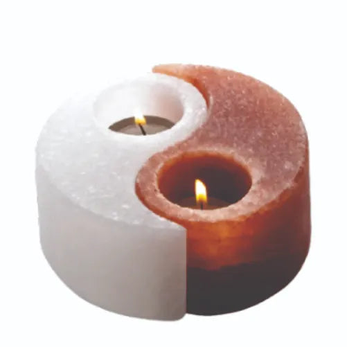 Candle Holder Yin Yang Shape / Tea Light Holder Yin Yang Natural 4" High Quality Hand Carved