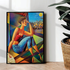 Smoking Girl abstract art - wall art