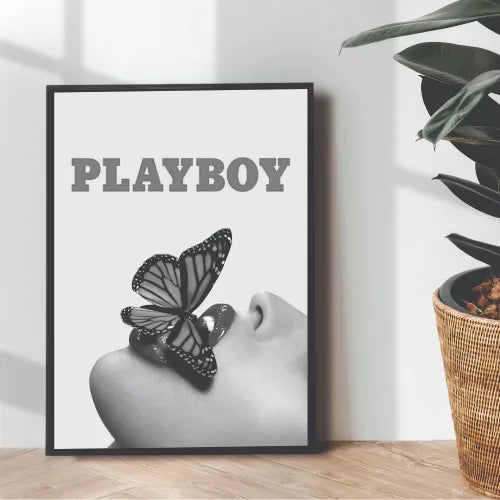 Playboy x butterfly black & white poster - wall art