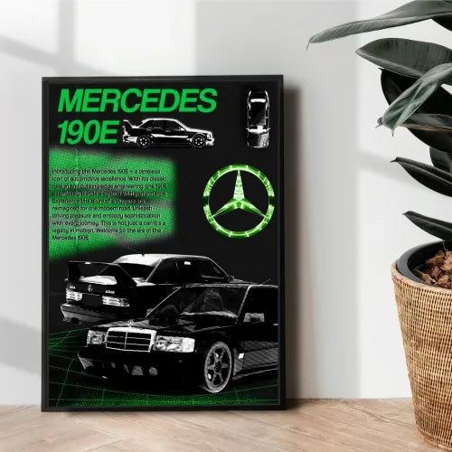 Mercedes 190E illustration poster - wall art