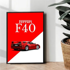 Ferrari F40 metal poster design - wall art