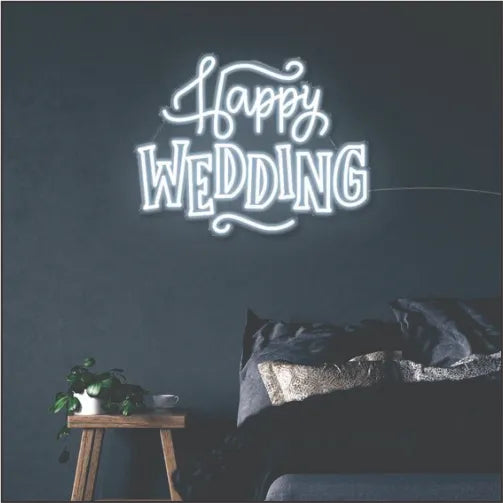 Happy wedding neon sign