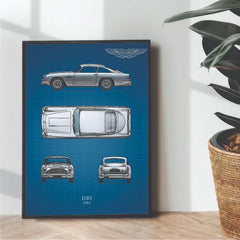 the classic 1963 Aston Martin Db5 metal poster - wall art