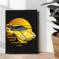 Yellow Lamborghini countach poster design - wall art