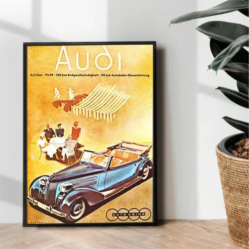 Audi Old school metal poster illustration - wall art