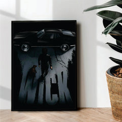 John Wick With car and dog - wall art