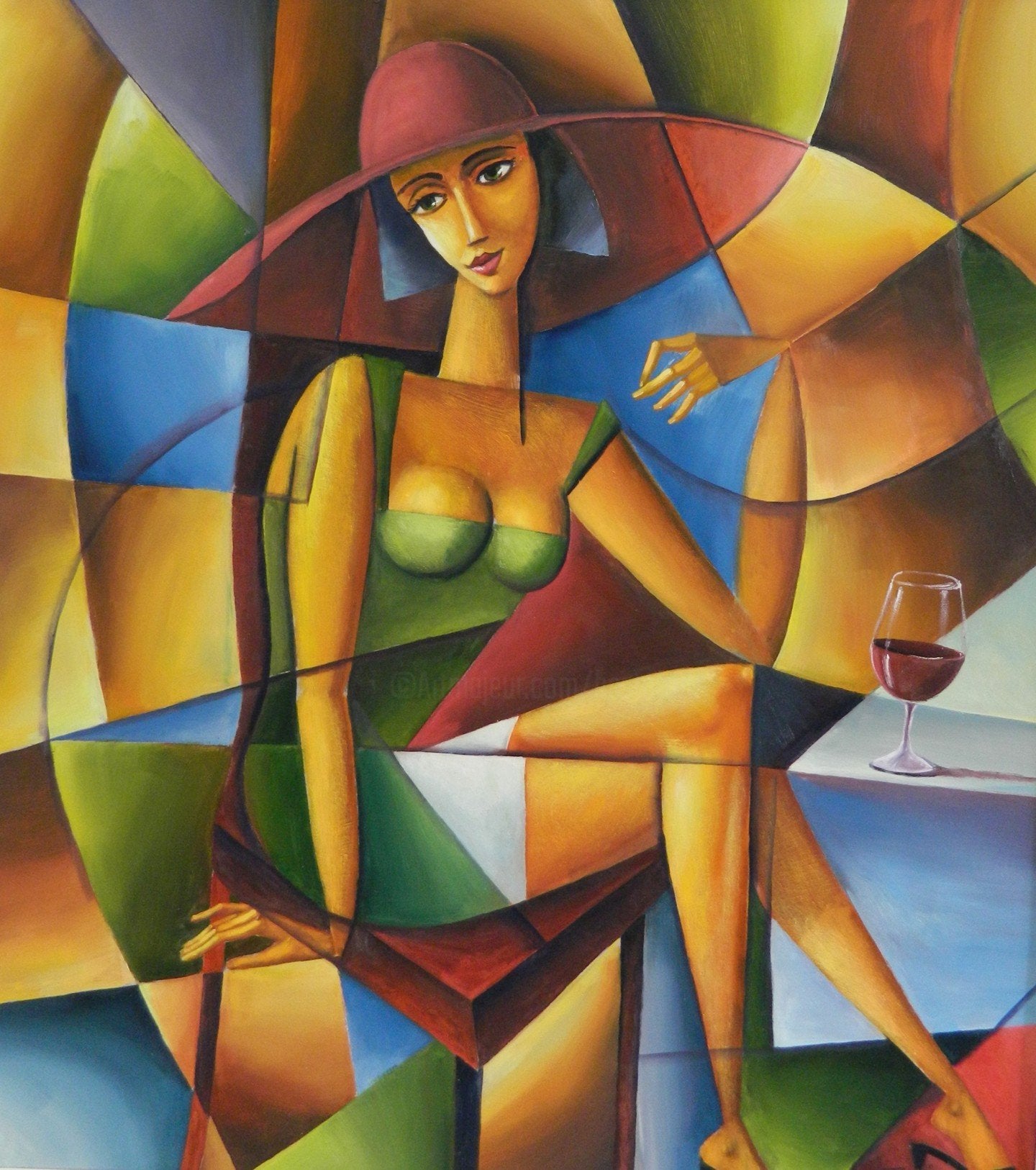 Hat Girl abstract art -  wall art