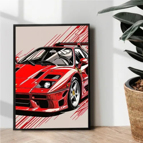 Ferrari F40 illustration poster design - wall art