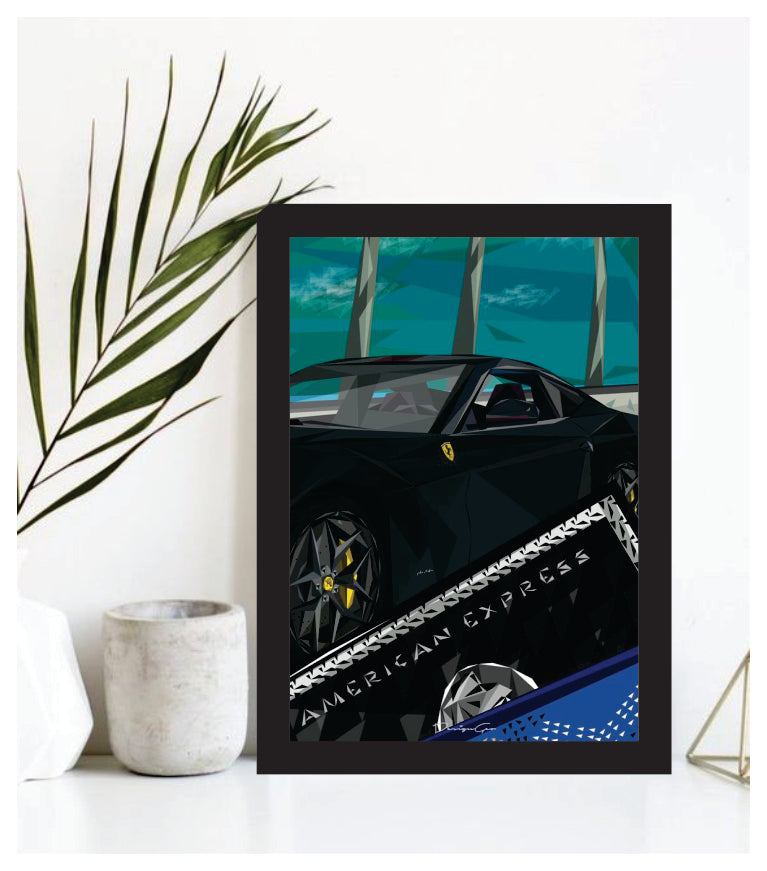 American Express With car Illustration poster