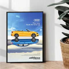 Audi A3 reflective illustration poster - wall art