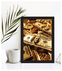 Golden Dollar Bills illustration poster - wall art