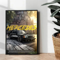 Black Mercedes Benz E30 poster art - wall art