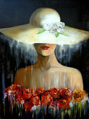 Hat Girl abstract art -  wall art