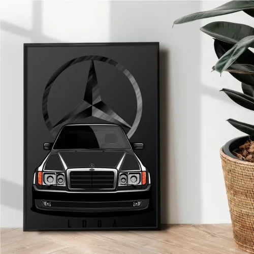 the classic Mercedes W124 metal poster design - wall art