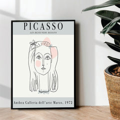 Pablo Picasso Face Line Drawn art - wall art