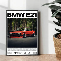 Red BMW E21 poster - wall art