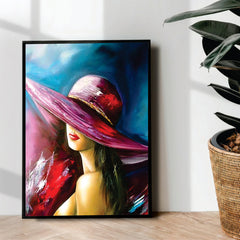 Girl with hat abstract art -  wall art