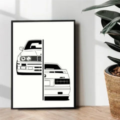 BMW M3 E30 metal poster design - wall art