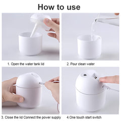 Portable Mini Air Humidifier – USB Desktop Humidifier for Car, Bedroom & Office | Mist Maker Fogger with LED Night Light | Compact Air Diffuser Sprayer for Fresh, Moisturized Air