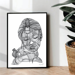 illusion girl line art - wall art