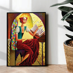 Reading book abstract art -  wall art