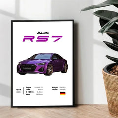 Purple Audi RS7 poster design - wall art