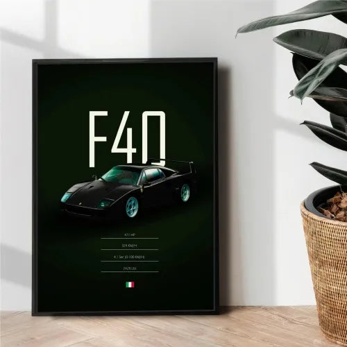 Black ferrari f40 cat poster design - wall art