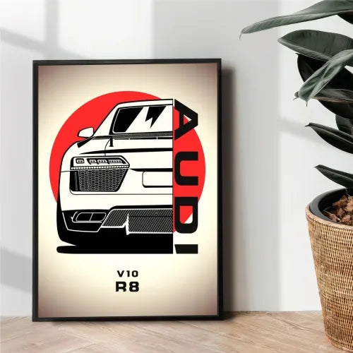 Audi A10 R8 illustration poster design - wall art