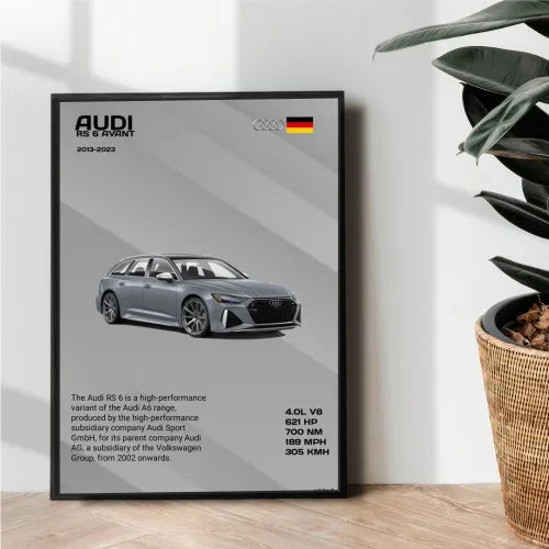 Audi RS 6 avant metal poster design - wall art