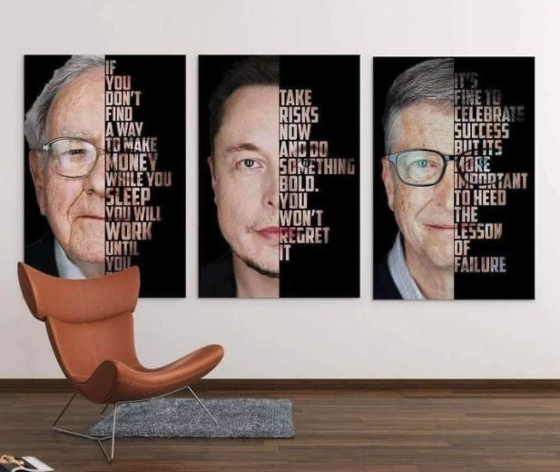 Bundle set of 3 Elon-warren-Bill  Motivational  - wall art