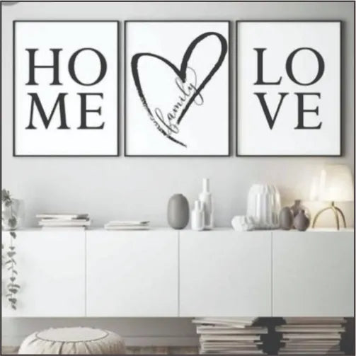 Bundle set of 3 Home,Family & Love Line Art - wall art