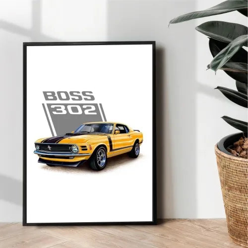 The Boss Dodge challenger 302 poster design - wall art