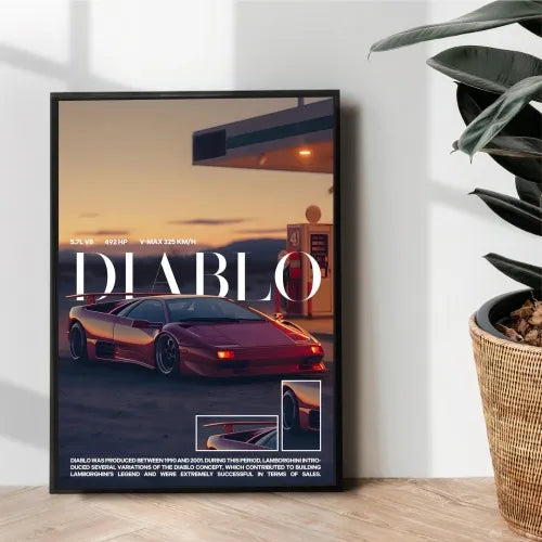 Lamborghini Diablo breathtaking poster design - wall art