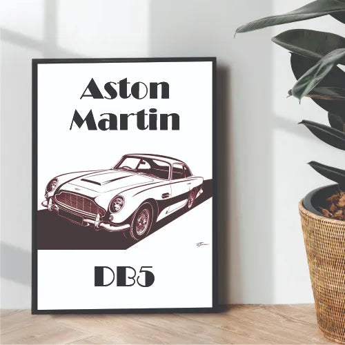 Aston Martin DB5 illustration poster - wall art
