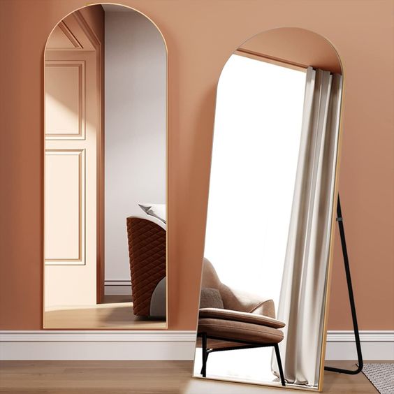 Rectangular Rounded Mirror On A Stand Rounded Framed Standing looking Mirror – Aesthetix
