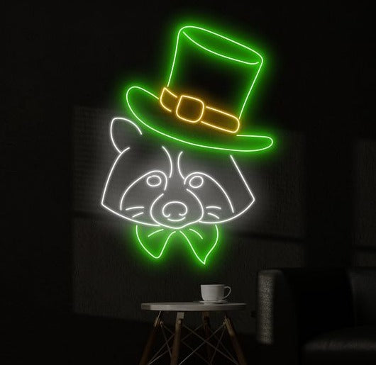 Patrick's Day Raccoon Hat Neon