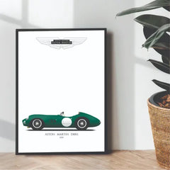Aston Martin DBR1 1959 illustration poster - wall art