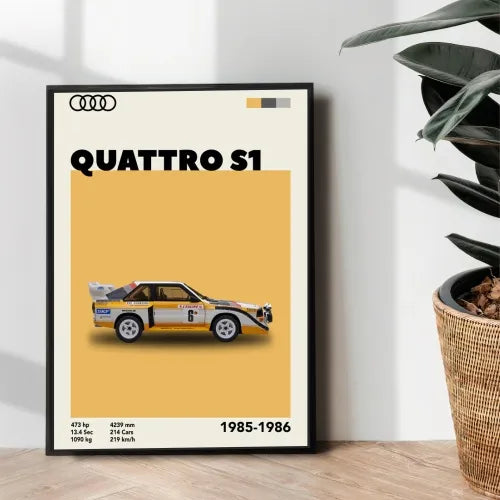 1985-1986 The Audi Quattro S1 poster design - wall art