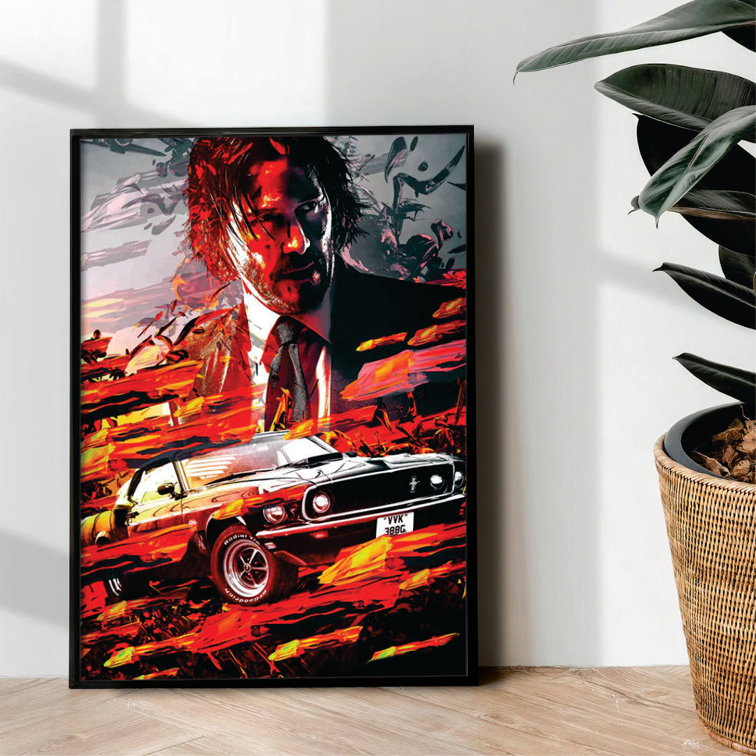 JOHN WICK & His Car - wall art