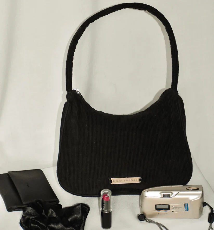 Black Corduroy Shoulder Bag