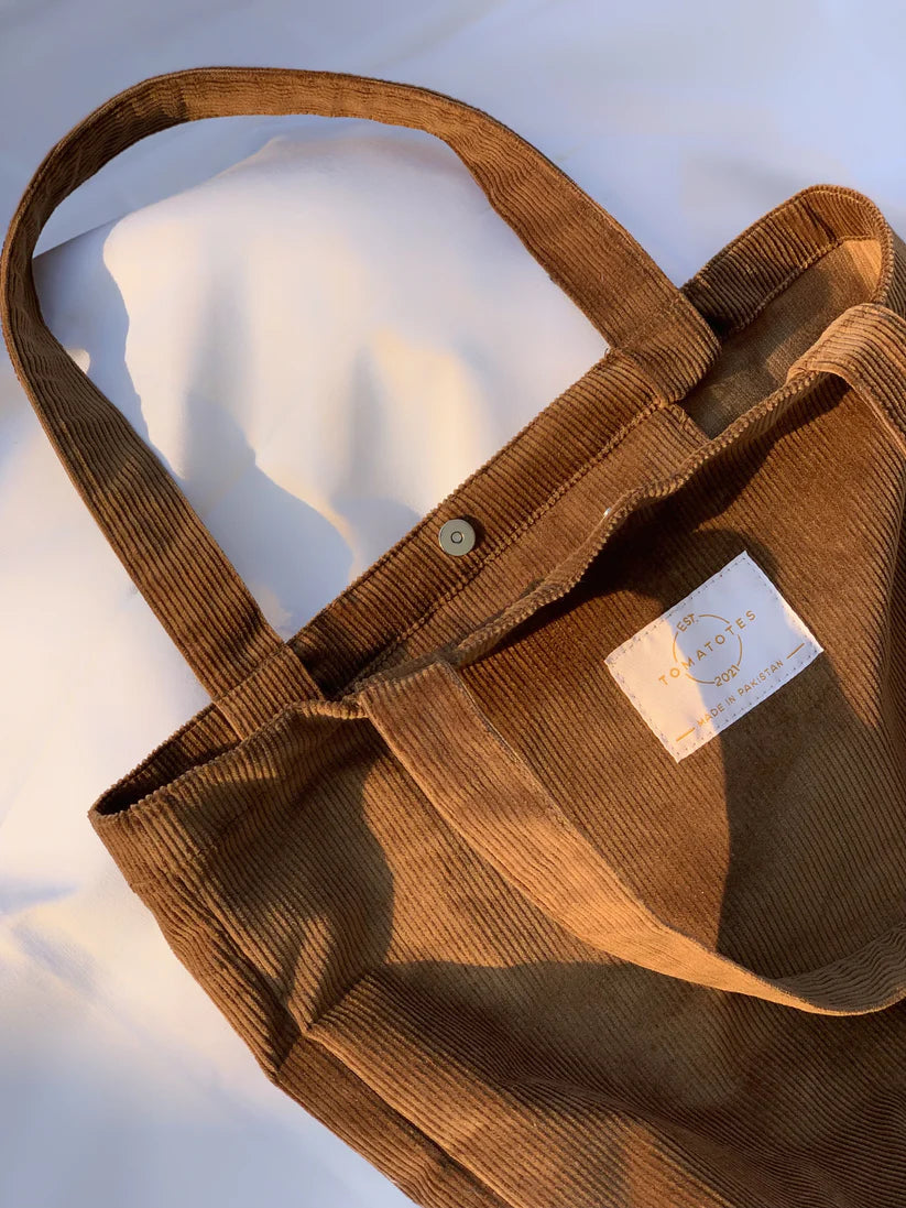 Brown Corduroy Tote Bag