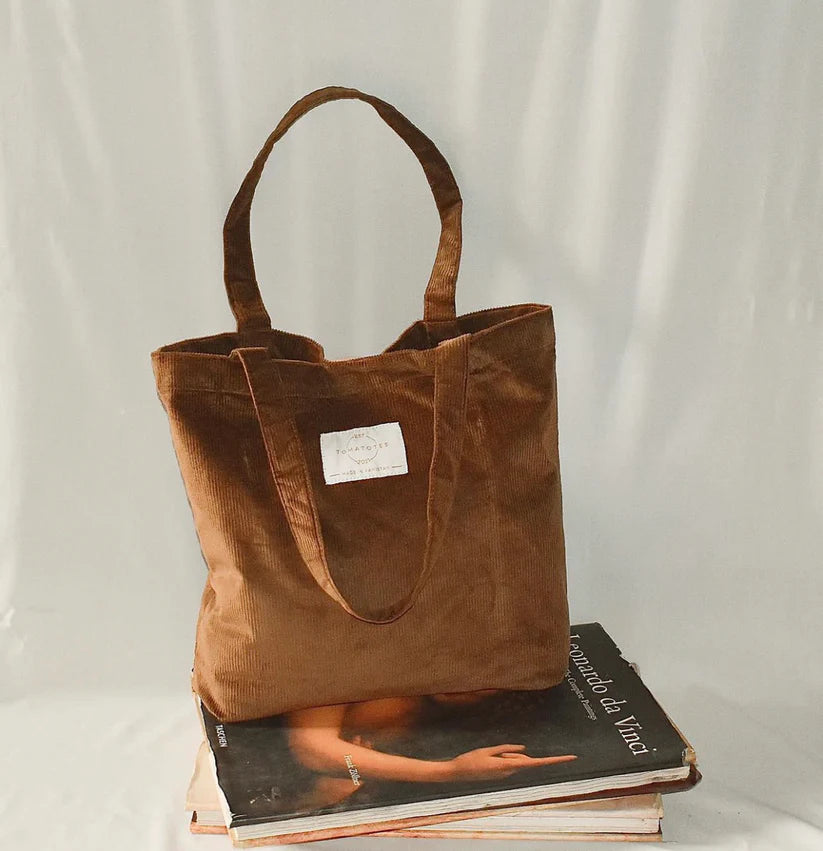 Brown Corduroy Tote Bag