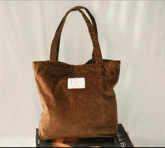 Brown Corduroy Tote Bag