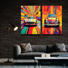 2 Car set - 2 Canvases wall art