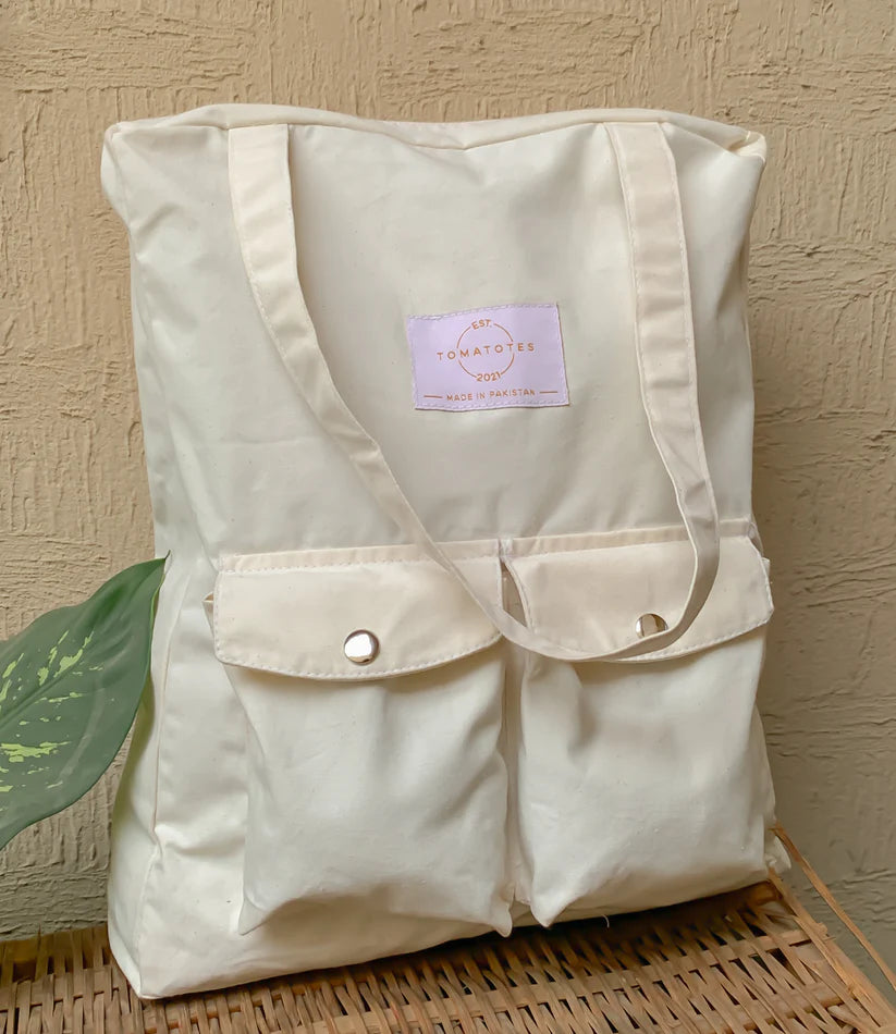 Cotton Double-Pocket Tote Bag