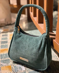 Deep Cyan Corduroy Shoulder Bag