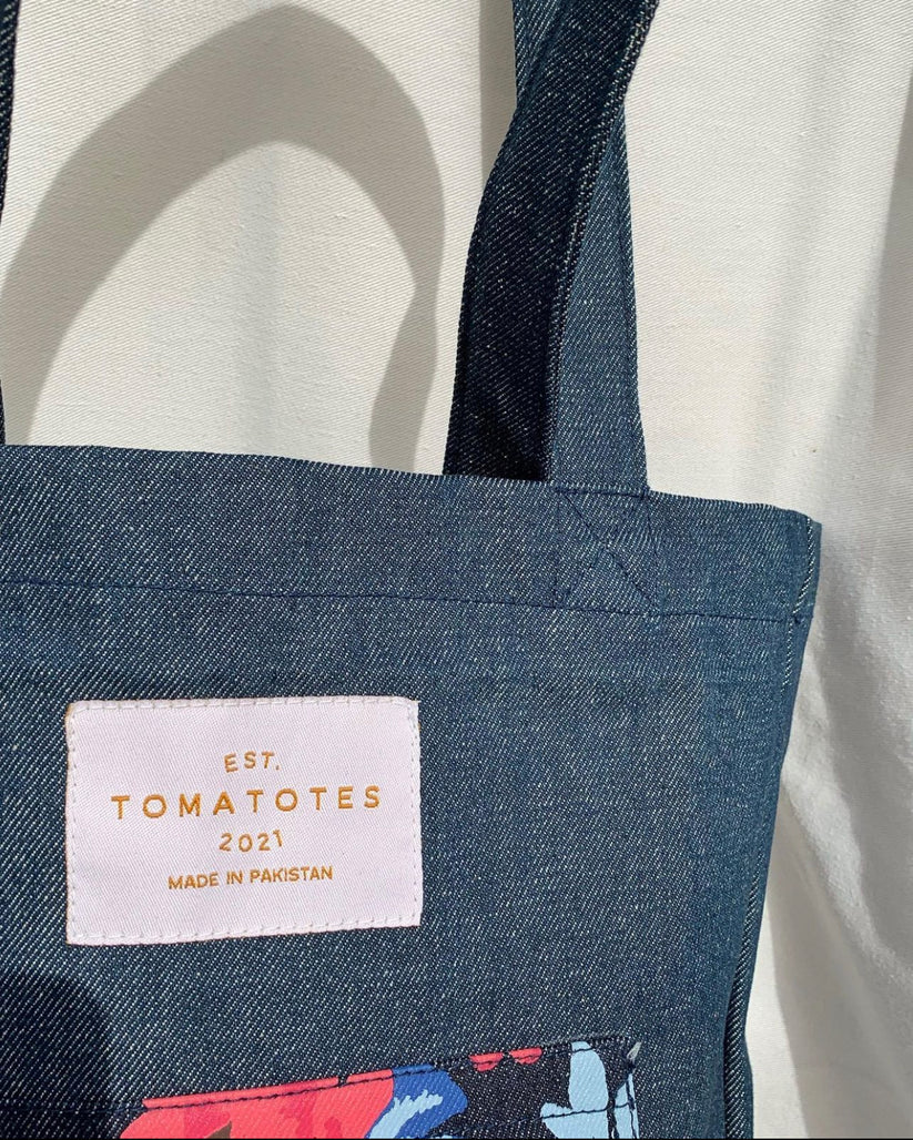 Denim Floral Tote Bag